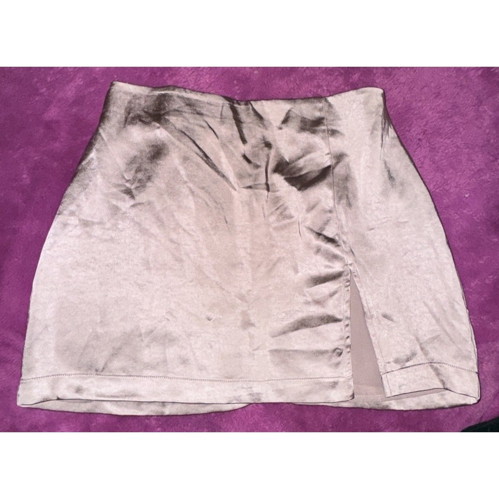 Altar'd State Mini Skirt Sexy Silky Dusty Pink Rose With Slit Medium Shiny